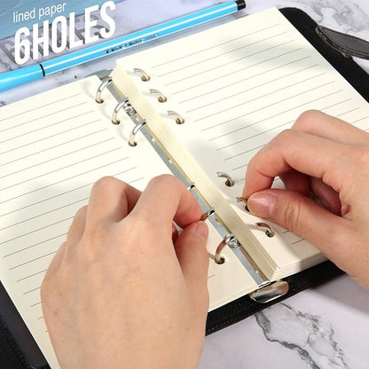 Refill Lined Paper, Leather Journal Refills Lined, 6-Holes Inserts (320 Pages) for A6 Binder Refillable Journals Notebooks, 2 Pack(Each Pack 80 Sheets, 160 Pages)