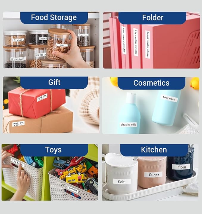 Phomemo Labels-3 Roll D30 Adhesive White Continuous Thermal Label Paper,1/2" X 20 Ft (15mm X 6m) Black on White for D30/D35 Label Maker, for Home,Kitchen,School,Office,Gift,Organization