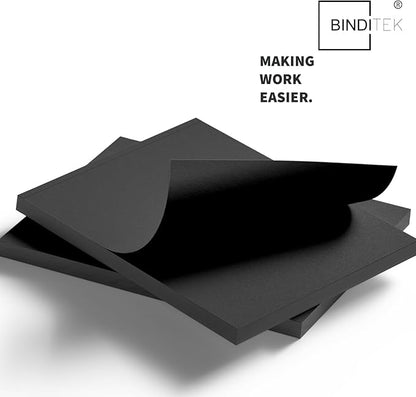 Binditek 50 Pack 16 Mil Sand-Textured Polycover, 11 x 17 Inches Binding Front and Back Covers, Lightly Textured Sand Finish, Heavyduty Binding Presentation Covers for Business Reports, Tabloid, Black