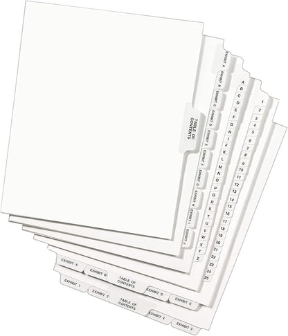Avery Legal Exhibit Binder Dividers, 25 Blank Side Tabs, Unpunched Letter Size, 1 Set Collated, 4 Packs (11912)