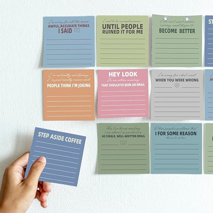 Post it Notes 3x3 Cute and Aesthetic Sticky Notes Planner Notepad - 450 Sheets - Desk Accessories for School, Office, and Home - Ideal Gifts for Teachers, Women, and Coworkers (Sayings Line)