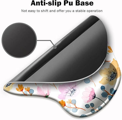 Ergonomic Mouse Pad with Wrist Support and Coaster,Mouse Pads with Non-Slip PU Base for Home Office Working Studying Easy Typing & Pain Relief Blossoming