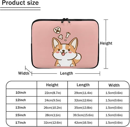 Cute Corgi Laptop Sleeve for Women Girls 15 inch Laptop Protector with Multiple Uses Computer Carrying Case PinkTablet Bag Lap Top Case Men Laptop Protector