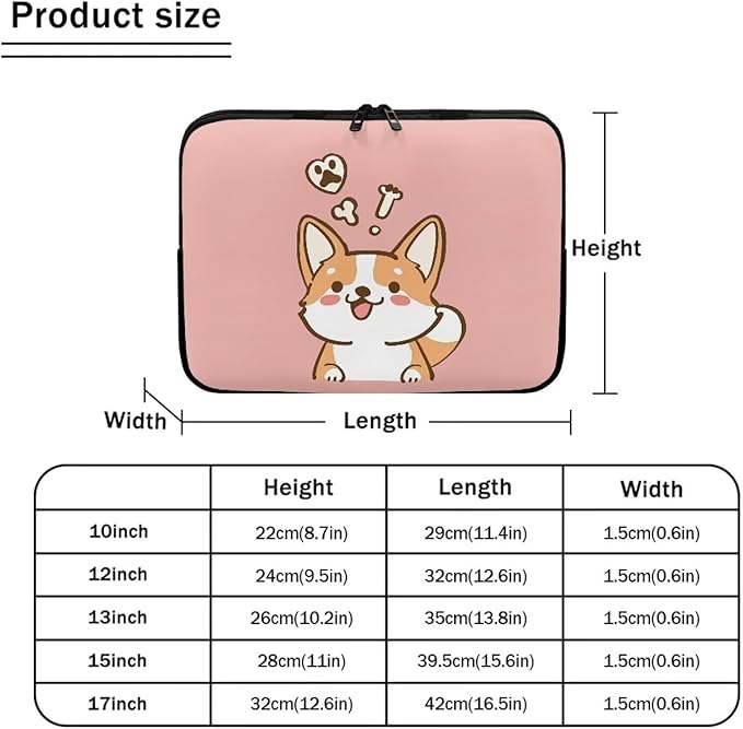 Cute Corgi Laptop Sleeve for Women Girls 13 inch Laptop Protector with Multiple Uses Computer Carrying Case PinkTablet Bag Lap Top Case Men Laptop Protector