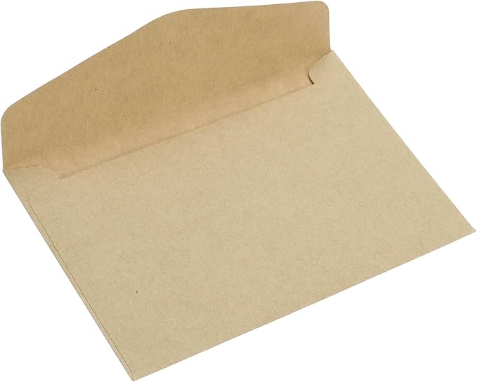 PATIKIL Mini Envelopes, 100 Pack Paper Blank Small Items Storage Business Card Holder for Greeting Note Party, Brown