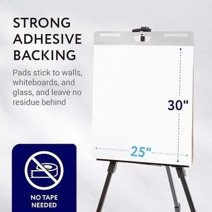 IMPRESA Large Sticky Easel Pads - 5 Pack (30 Sheets Per Pad) - Flip Charts for Classroom and Office - Sticks onto Walls and Whiteboards - White Premium Paper - No Residue (150 Sheets Total)