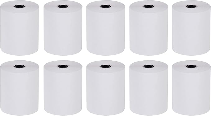 3" x 150' 1 Ply Bond 10 Rolls White Paper Kitchen Receipt POS System Cash Register Compatible with Clover Epson SNBC Star Sam4s Ellix Bixolon Impact Printers SP700 ERC30 34 38 (10 Rolls)
