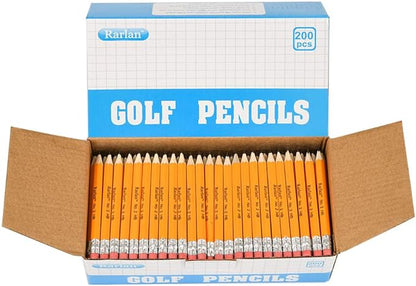 Golf Pencils with Erasers, 2 HB, Pre-Sharpened, 200 Count Bulk Pack