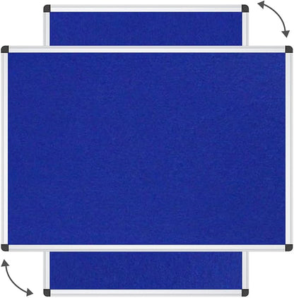 VIZ-PRO Notice Board Felt Blue, 36 X 24 Inches, Silver Aluminium Frame