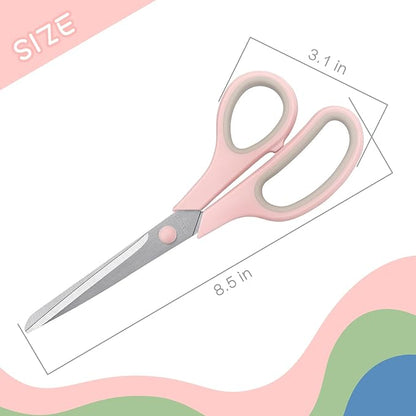 Scissors 8.5 Inch Multipurpose Scissors Bulk Set of 3, Durable and Sharp Scissors for Office Home School Sewing Fabric Craft Supplies, Soft Comfort-Grip Right/Left Hand