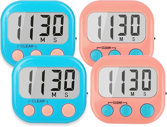 Classroom Timers for Teachers Kids Large Magnetic Digital Timer 4 Pack Blue Pink