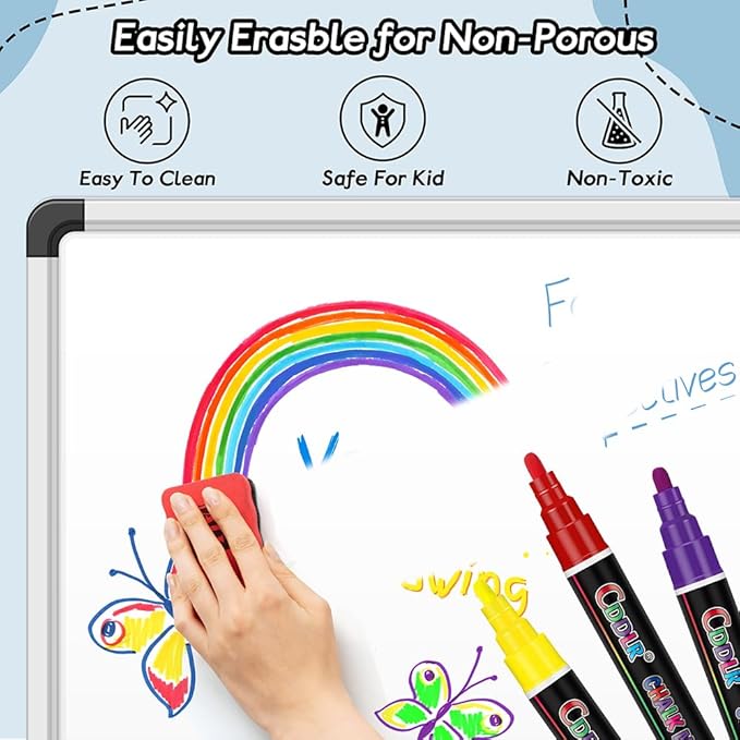 8 Pack Liquid Chalk Markers,Dry Erase Markers & Window Markers for Blackboards,Chalkboard Menu Board & Glass Car Window