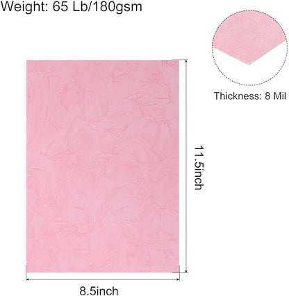 MECCANIXITY 100pcs A4 8-1/2 x 11.5 Inch Presentation Binding Covers Letter Size Leather Textured Grain Paper Un-Punched for Business Reports, Rose Pink