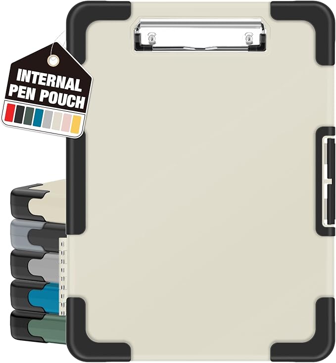 Sooez Toughest Clipboard with Storage, Internal Pen Pouch Included, Letter/ A4 Size, Shockproof Heavy Duty Plastic Clip Boards 8.5x11”, High Capacity Clipboards Box Case for Contractor Trucker Driver