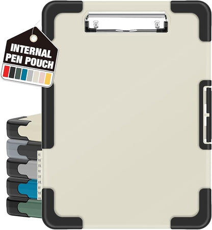 Sooez Toughest Clipboard with Storage, Internal Pen Pouch Included, Letter/ A4 Size, Shockproof Heavy Duty Plastic Clip Boards 8.5x11”, High Capacity Clipboards Box Case for Contractor Trucker Driver