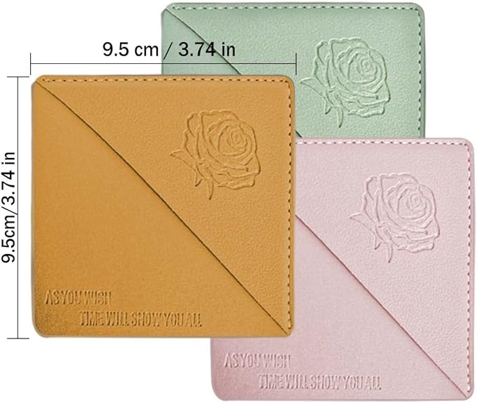 Leather Square Bookmarks - 3 Pieces Retro Flower Print Book Markers Clip Set for Teachers Students Book Reading Lovers, for School Office Home Supplies, Wayzton Corner Page Book Marks
