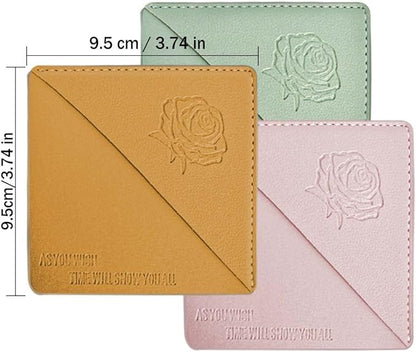 Leather Square Bookmarks - 3 Pieces Retro Flower Print Book Markers Clip Set for Teachers Students Book Reading Lovers, for School Office Home Supplies, Wayzton Corner Page Book Marks
