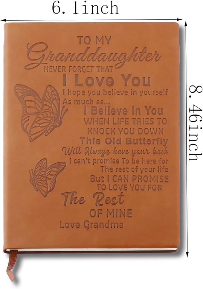 To My Granddaughter Leather Journal Notebook I'll Always Be With You Gifts for Granddaughter 130 Page Travel Journal Diary Sketch Book Gift for Girls (Granddaughter)