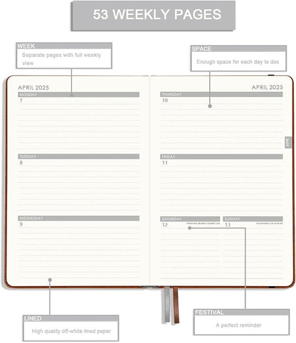 2025 Planner - Planner 2025 Weekly and Monthly with Stickers, JAN. 2025 - DEC. 2025, 5.75" X 8.25", 2025 Calendar Planner Premium Paper, Pen Holder, Inner Pocket and 44 Notes Pages