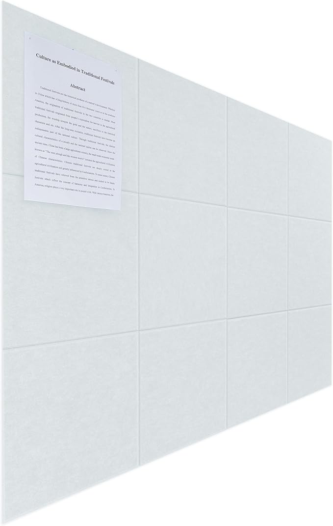 Large Felt Bulletin Board(48" x 36"),Cork Board Alternative,12 Pack Felt Wall Tiles with Safe Removable Adhesive Tabs,Notice Pin Board/Message Board/Vision Board for Office, School & Home