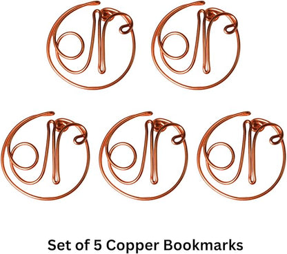 Personalized Initial Copper Bookmark, Set of 5, Handmade Copper Gift for Her, Him, Couple on Birthday, Wedding Anniversary, Alphabet Bookmark (N)