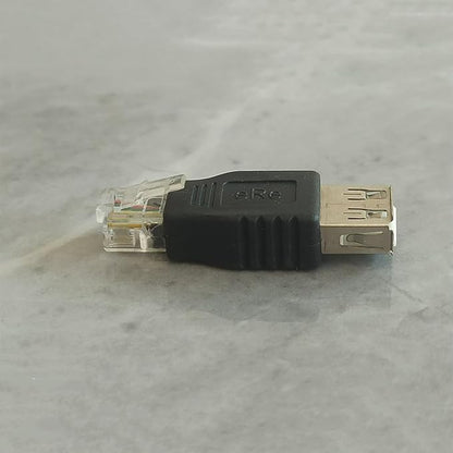 RJ11 to USB Telephone Line Adaptor, 6P4C Male to USB Type-A Female Plug for Telephone Communication Fax Machine Modem, 2PCS