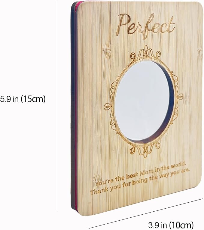 Mothers Day Cards,Handmade Bamboo Greeting Cards,Wooden Thankyou Card,Mother's day Card for Mom,Mum,Mirror