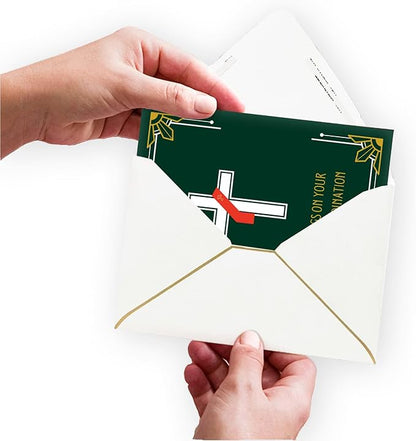 M Market On Mainstreet Christian Ordination Card w/Envelope, 5x7 inches, Made in the USA (Deacon- Forest Green)