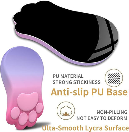 Ergonomic Mouse Pad with Wrist Rest,Cute Cat Paw Mousepad Wrist Support,Comfortable Massage Design Computer Pain Relief Mouse Pad with Non-Slip PU Base for Desk Laptop Gaming,Pink&Purple