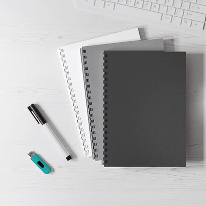 Binditek 50 Pack 16 Mil Sand-Textured Polycover - Plastic Binding Cover for Letter Size - Business Reports and Proposals - Lightly Textured Sand Finish - Square Corners, Un-Punched, Black