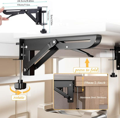 Desk Extender Support Bracket Desktop Extension Board Stand PC Keyboard Holder Arm Rest Tray Extension Plate Support Rack for Desk, 1 Set