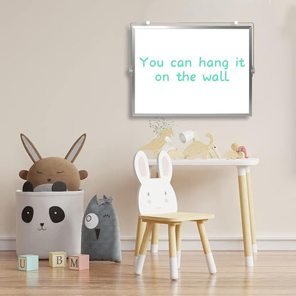 Dry Erase White Board, 16inX12in Large Magnetic Desktop Whiteboard with Stand, 10 Markers, 4 Magnets, 1 Eraser, Portable Double-Sided White Board Easel for Memo to Do List Desk Office