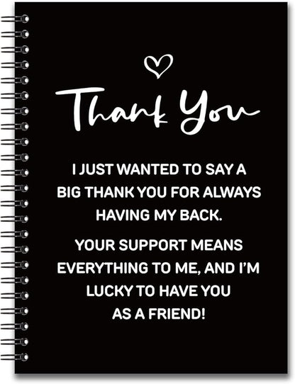 YAZMEEN Thank You Blank Spiral Notebook（160 Pages） Thank You Gift Hardcover Sketchbook Appreciation Gift for Employee Coworker Leader Funny Notebook Birthday Gift for Women Men Colleague Boss Friend