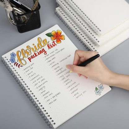 AHGXG Dotted Journal Spiral Notebook (2-Pack), Bullet Dot Grid Journal Large B5 with Transparent Hardcover, Wirebound Notebook 100GSM Dotted Paper, for Bullet Journaling, 7.3"X 10"