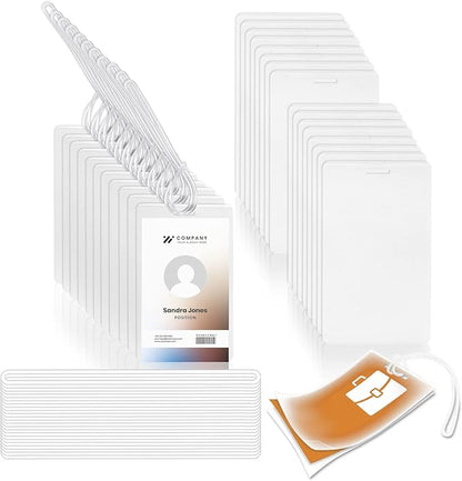 100 Pieces 10 Mil 2 1/2" x 4 1/4" Laminating Pouches with Slot Hole Printable Luggage Tags Clear Thermal Laminate Pouch Tags Kit Resealable for Work Permits Pass Cards Student ID Cards (100, 10 Mil)