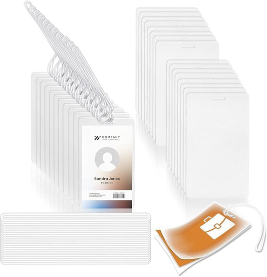 100 Pieces 10 Mil 2 1/2" x 4 1/4" Laminating Pouches with Slot Hole Printable Luggage Tags Clear Thermal Laminate Pouch Tags Kit Resealable for Work Permits Pass Cards Student ID Cards (100, 10 Mil)