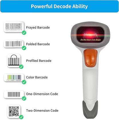 NetumScan Bluetooth 2D Barcode Scanner, 3 in 1 Automatic Wireless QR Barcode Reader USB Image Code Scanner for Store, Warehouse POS, Computer, Tablet, iPad, iPhone, Android