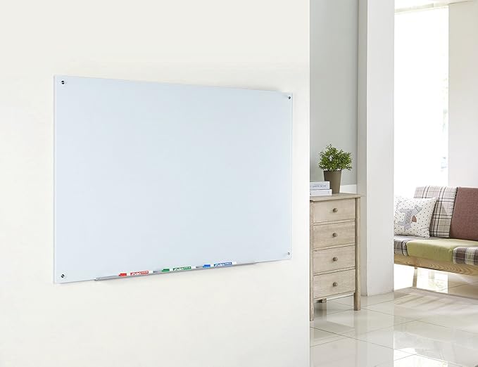 Audio-Visual Direct Magnetic Ultra White Glass Dry-Erase Board Set - 3' x 2' - Includes Magnets, Hardware & Marker Tray