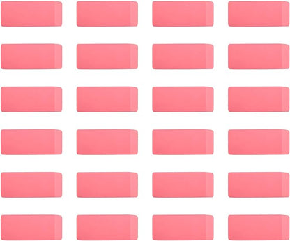 Amazon Basics Rectangular Eraser, 24 Count, Pink