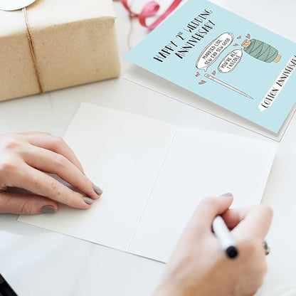 Funny 2 Years Anniversary Card, Two Years Anniversary Card for Husband Wife, Happy 2nd Wedding Anniversary Card, Cotton Anniversary Card