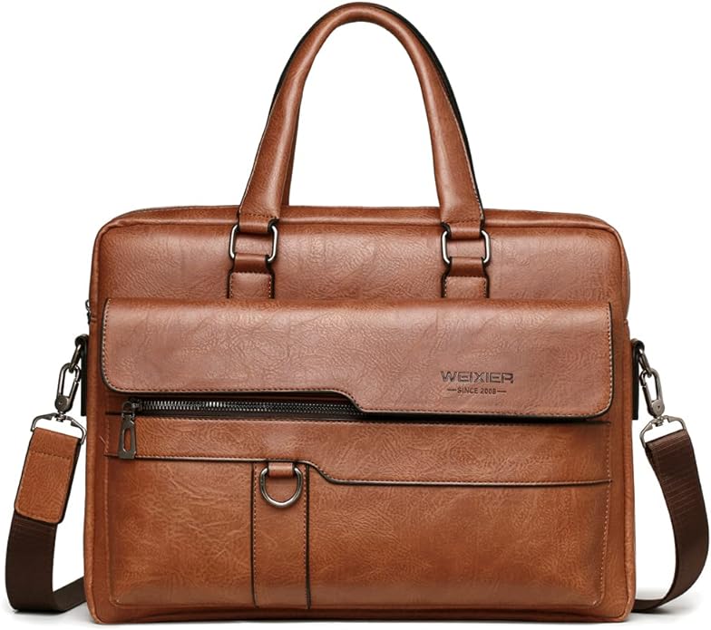 Hebetag Small Leather Sling Shoulder Bag Messenger Pack for Men Women Outdoor Travel Business