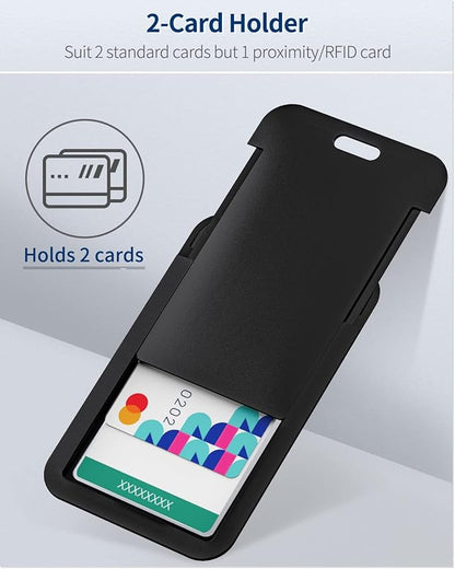 Uniclife 1 Pack Sliding ID Badge Holder Hard Black Vertical Plastic Card Case Protector Pouch with Clear Window for Office School ID Credit Cards Proximity Key Cards Driver’s Licenses and Passes