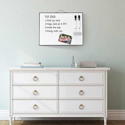 TSJ OFFICE Small White Board - 12 X 16 Inches Portable Aluminum Frame Magnetic Dry Erase Board with Holder, to Do List Notepad for Office, Home, School