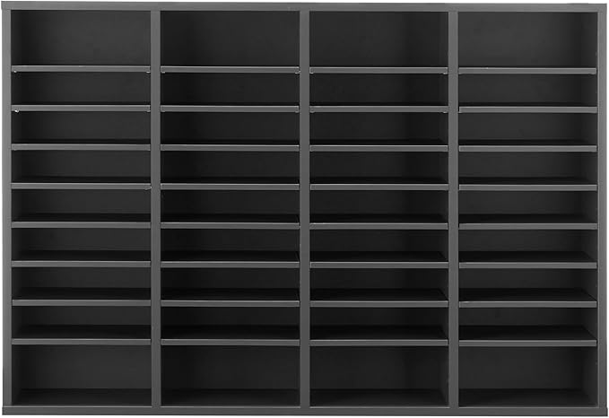 VEVOR Literature Organizer, 36 Compartments Office Mailbox with Adjustable Shelves, Wooden Mailbox Sorter Medium Density Fiberboard Office Home Classroom Storage for Files, Documents, Papers, Grey