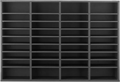 VEVOR Literature Organizer, 36 Compartments Office Mailbox with Adjustable Shelves, Wooden Mailbox Sorter Medium Density Fiberboard Office Home Classroom Storage for Files, Documents, Papers, Grey