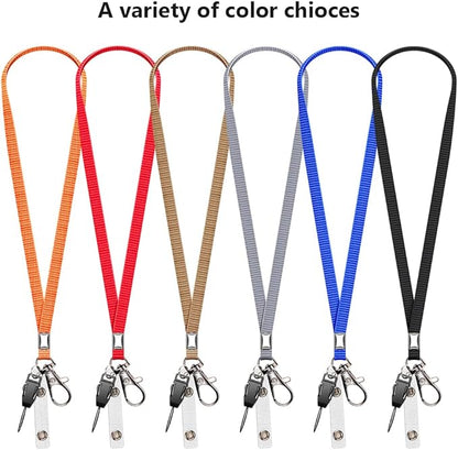 3 Pack Neck Lanyard with ID Badge Holder, Office Strap Lanyards, Stainless Metal Swivel Hook for Name Tag, Badge Holders, Keychains, Card, Red, Orange, Brown