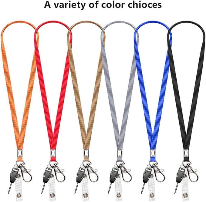 60 Pack Neck Lanyard with ID Badge Holder, Office Strap Bulk Lanyards, Stainless Metal Swivel Hook for Name Tag, Badge Holders, Keychains, Card, Grey