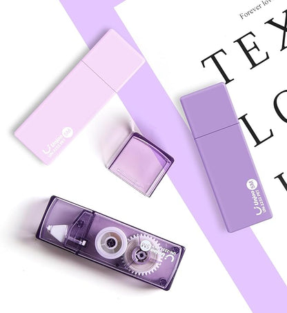 White Correction Tape, Easy To Use Cute Applicator for Instant Corrections, For school, Office Workers (Gradient Purple, 5M/196" x 0.2",12pack)