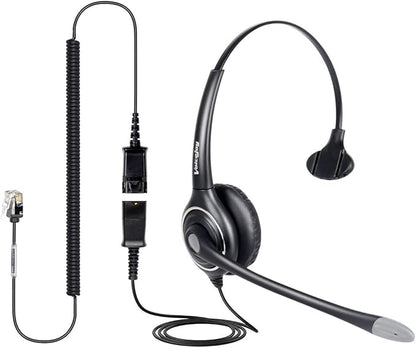 VoiceJoy Single Ear Noise Canceling Headset for Call Center/Office with QD Cable for All Cisco 6000, 7800 and 8000 Series Phones and Also Models 7940 7941 7942 7945 7960 7961 7962 7965 7970 8841