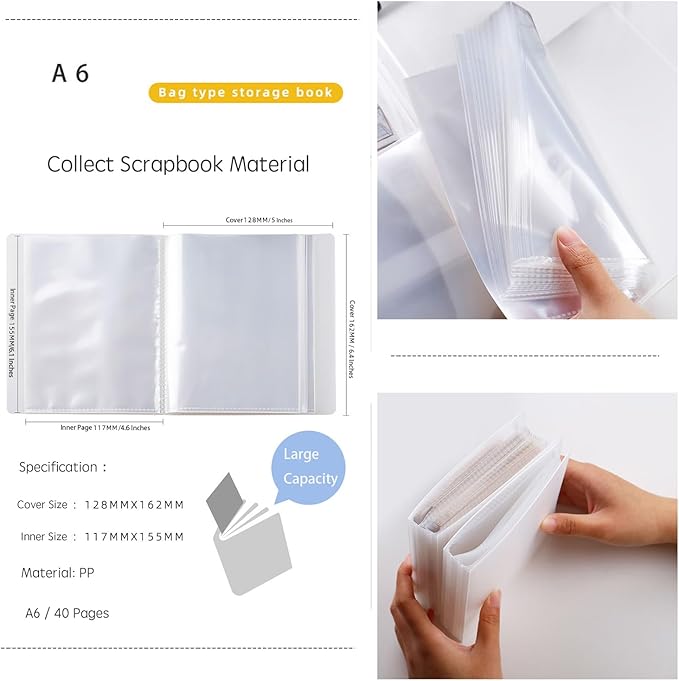 Doraking A6 Storage Folder, Sticker Collecting Album Organization Sheets Book Accessories for Labels Storage Planner Stickers Organizers Collector Recipe Cards Back to School Gifts